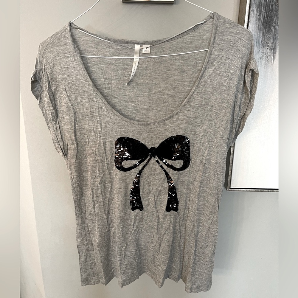 Gray LC Lauren Conrad Sequin Bow Top